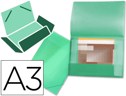 [2032828] LIDERPAPEL - CARPETA PORTADOCUMENTOS 44803 SOLAPAS POLIPROPILENO DIN A3 VERDE SERIE FROSTY LOMO FLEXIBLE (Ref.SS18)