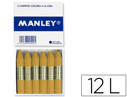 [2073634] MANLEY - LAPICES DE CERA UNICOLOR OCRE MADERA CAJA DE 12 N.64 (Ref.MNC05060)