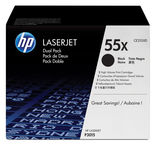 [9057709] HP ( HEWLETT PACKARD ) - Toner Laser ORIGINALES 55X Negro Pack 2 12.500pg (Ref.CE255XD)