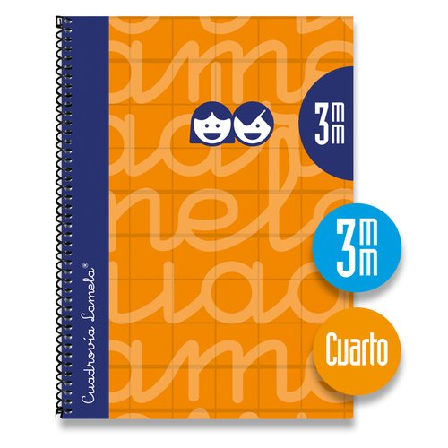 [1133907] LAMELA - Cuaderno espiral 4º Naranja 80 h cuadrícula 3 (Ref.7CTE003N)