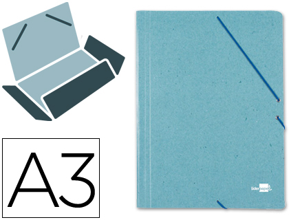 [2033285] LIDERPAPEL - CARPETA GOMAS A3 3 SOLAPAS Cartón PRESPAN VERDE (Ref.CG19)