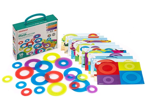 [9159419] MINILAND - Juego set de 16 aros translucidos y 12 tarjetas de actividades de diferentes tematicas 235x195x80 mm (Ref. 32160)