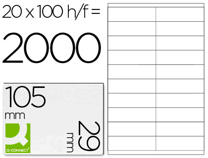 [2026476] Q-CONNECT - ETIQUETA ADHESIVA TAMAÑO 105X29 MM FOTOCOPIADORA LASER INK-JET CAJA 100 H DIN A4 ESP.HACIENDA (Ref.KF26093)