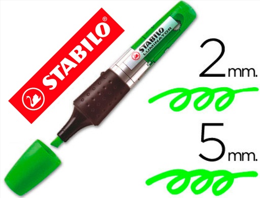 [9031600] STABILO - Marcador fluorescente Luminator Trazo 2-5mm Punta biselada Tinta base al agua Verde (Ref.71/33)