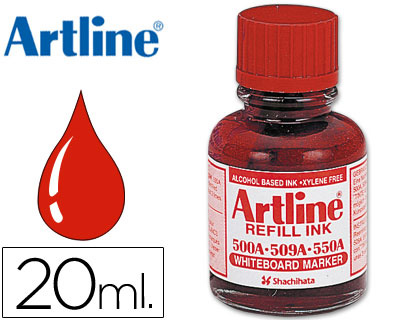 [2042859] ARTLINE - TINTA ROJO PARA ROTULADOR PIZARRA BLANCA 500-A FRASCO DE 20 ML (Ref.ESK-50A-RO)
