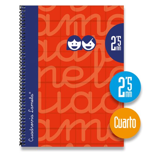 [1133874] LAMELA - Cuaderno espiral 4º Rojo 80 h cuadrícula 2,5 (Ref.7CTE002R)