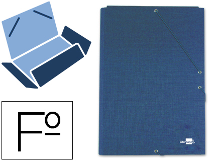 [2025263] LIDERPAPEL - CARPETA GOMAS FOLIO 3 SOLAPAS Cartón FORRADO AZUL (Ref.CS08)