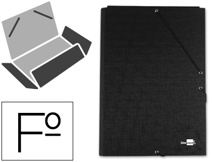 [2024741] LIDERPAPEL - CARPETA GOMAS FOLIO 3 SOLAPAS Cartón FORRADO NEGRA (Ref.CS09)