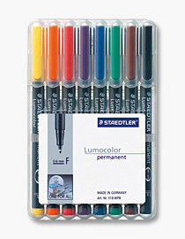 [1733554] STAEDTLER - Marcador permanente Lumocolor Estuche 8 ud Trazo 0,6 mm Punta fina Color surtido (Ref.318WP8)