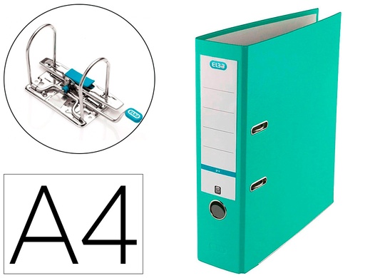 [9159930] ELBA - Archivador de palanca top carton compacto polipropileno con rado din A4 lomo de 80 mm ice mint (Ref. 100025937)