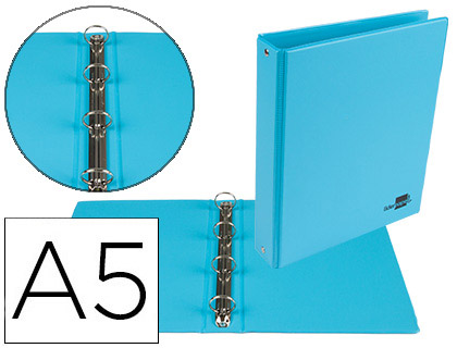 [2077195] LIDERPAPEL - CARPETA DE 4 ANILLAS 25 MM REDONDAS A5 Cartón FORRADO PVC AZUL (Ref.KA18)