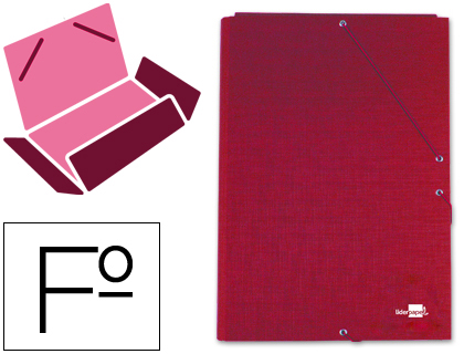 [2024740] LIDERPAPEL - CARPETA GOMAS FOLIO 3 SOLAPAS Cartón FORRADO ROJA (Ref.CS10)