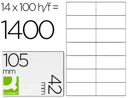 [2025211] Q-CONNECT - ETIQUETA ADHESIVA TAMAÑO 105X42 MM FOTOCOPIADORA LASER INK-JET CAJA CON 100 HOJAS DIN A4 (Ref.KF10655)