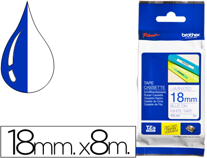 [2093969] BROTHER - CINTA LAMINADA AZUL-BLANCO 18 MM 8MTS (Ref.TZE-243)