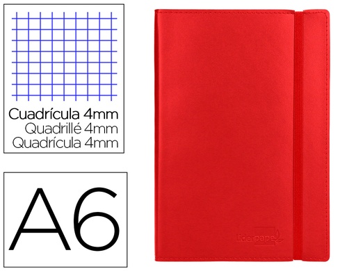 [2036105] LIDERPAPEL - LIBRETA SIMIL PIEL A6 120 HOJAS 70G/M2 CUADRO 4MM SIN MARGEN ROJO (Ref.LD03)