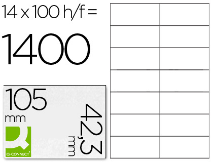 [2025683] Q-CONNECT - ETIQUETA ADHESIVA TAMAÑO 105X42,3 MM FOTOCOPIADORA LASER INK-JET CAJA CON 100 HOJAS DIN A4 (Ref.KF10656)