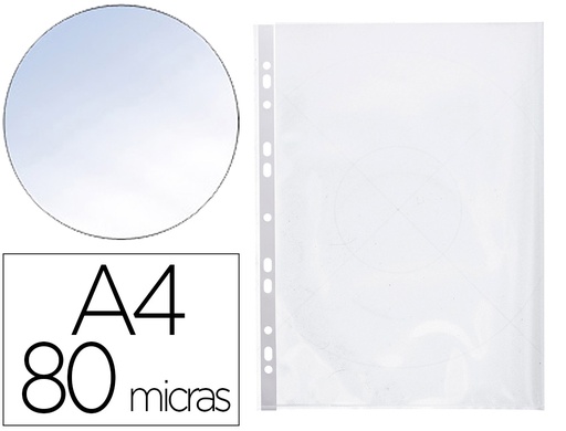 [2077872] Q-CONNECT - FUNDA MULTITALADRO DIN A4 80 MICRAS CRISTAL CON APERTURA SUPERIOR Y LATERAL IZQUIERDA BOLSA DE 25 (Ref.KF00714)