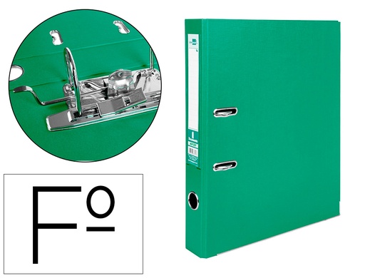 [2079712] LIDERPAPEL - ARCHIVADOR DE PALANCA FOLIO DOCUMENTA FORRADO PVC CON RADO LOMO 52 MM VERDE COMPRESOR METALICO (Ref.AY37)