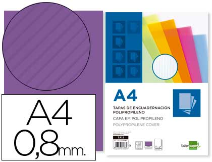 [2064100] LIDERPAPEL - TAPA ENCUADERNACION POLIPROPILENO ONDULADO A4 0.8 MM VIOLETA PAQUETE DE 50 UNIDADES (Ref.TA13)