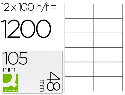 [2025212] Q-CONNECT - ETIQUETA ADHESIVA TAMAÑO 105X48 MM FOTOCOPIADORA LASER INK-JET CAJA CON 100 HOJAS DIN A4 (Ref.KF10657)