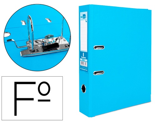 [2079700] LIDERPAPEL - ARCHIVADOR DE PALANCA FOLIO DOCUMENTA FORRADO PVC CON RADO LOMO 75 MM CELESTE COMPRESOR METALICO (Ref.AY25)