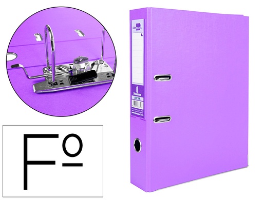 [2079701] LIDERPAPEL - ARCHIVADOR DE PALANCA FOLIO DOCUMENTA FORRADO PVC CON RADO LOMO 75 MM LILA COMPRESOR METALICO (Ref.AY26)