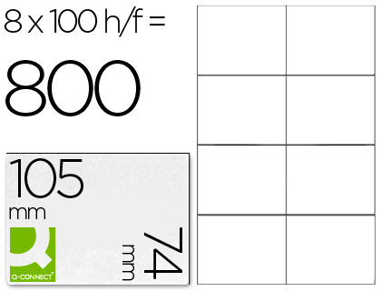 [2025213] Q-CONNECT - ETIQUETA ADHESIVA TAMAÑO 105X74 MM FOTOCOPIADORA LASER INK-JET CAJA CON 100 HOJAS DIN A4 (Ref.KF10659)