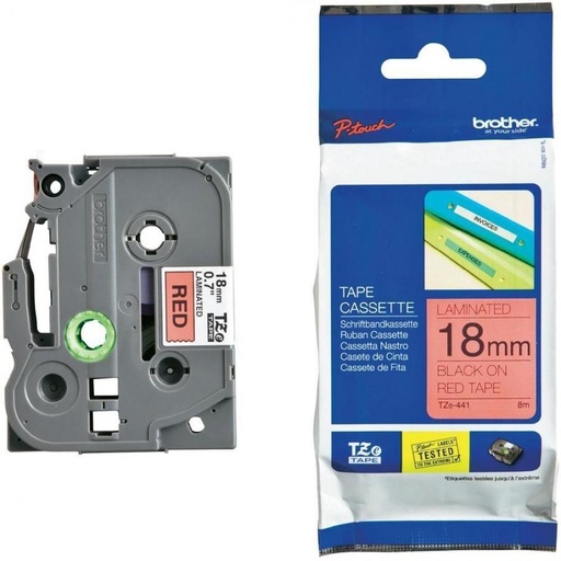 [2044462] BROTHER - CINTA ROJO-NEGRO 18MM LONGITUD 8MT (Ref.TZE-441)