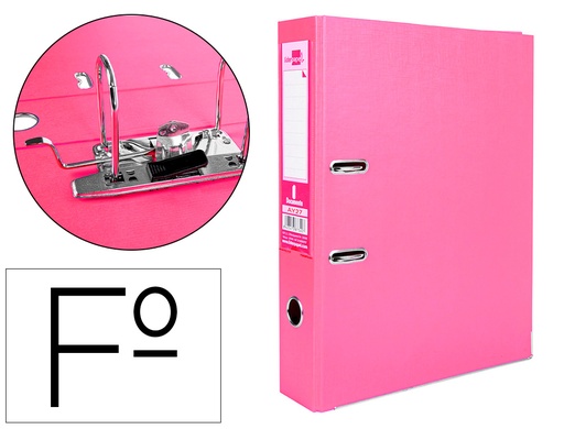 [2079702] LIDERPAPEL - ARCHIVADOR DE PALANCA FOLIO DOCUMENTA FORRADO PVC CON RADO LOMO 75 MM ROSA COMPRESOR METALICO (Ref.AY27)