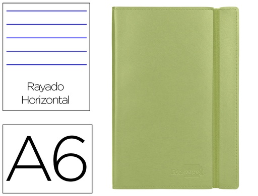 [2036898] LIDERPAPEL - LIBRETA SIMIL PIEL A6 120 HOJAS 70G/M2 HORIZONTAL SIN MARGEN VERDE (Ref.LD08)