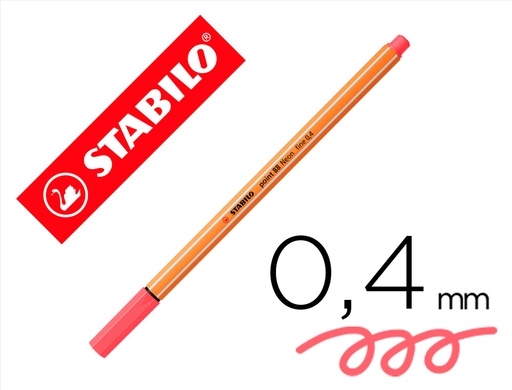 [9072011] STABILO - Rotulador Point 88 rojo neón trazo 0,4 mm punta de fibra (Ref.88/040)