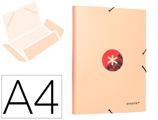 [2011507] ANTARTIK - Carpeta liderpapel gomas A4 3 solapas carton forrado trending color coral (Ref. KT44)