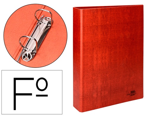[2025248] LIDERPAPEL - CARPETA DE 2 ANILLAS 40MM MIXTAS FOLIO Cartón CUERO FORRADO COMPRESOR PLASTICO (Ref.CH16)
