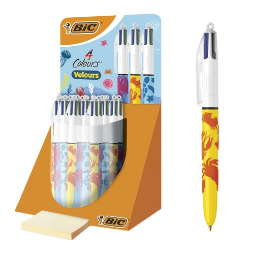 [9154747] BIC - Boligrafo 4 colores velours expositor de 30 unidades surtidas 230x125x149 mm (Ref. 9672781)