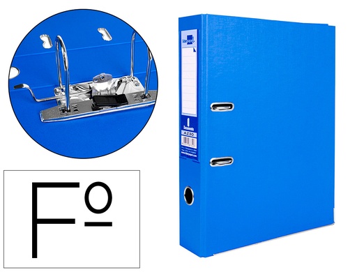 [2021147] LIDERPAPEL - ARCHIVADOR DE PALANCA FOLIO DOCUMENTA FORRADO PVC CON RADO LOMO 75MM AZUL COMPRESOR METALICO (Ref.AZ30)