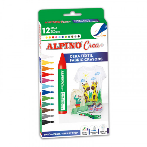 [2077405] ALPINO - LAPICES CERA CREA TEXTILE WAX CAJA DE 12 COLORES (Ref.PX000001)