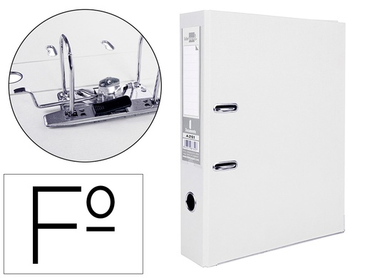 [2059484] LIDERPAPEL - ARCHIVADOR DE PALANCA FOLIO DOCUMENTA FORRADO PVC CON RADO LOMO 75MM BLANCO CON COMPRESOR (Ref.AZ51)