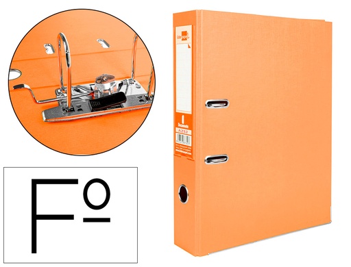 [2059485] LIDERPAPEL - ARCHIVADOR DE PALANCA FOLIO DOCUMENTA FORRADO PVC CON RADO LOMO 75MM NARANJA CON COMPRESOR (Ref.AZ52)