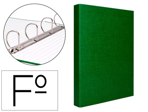 [2025563] LIDERPAPEL - CARPETA DE 4 ANILLAS 40MM MIXTAS FOLIO Cartón FORRADO PAPER COAT VERDE (Ref.CH14)