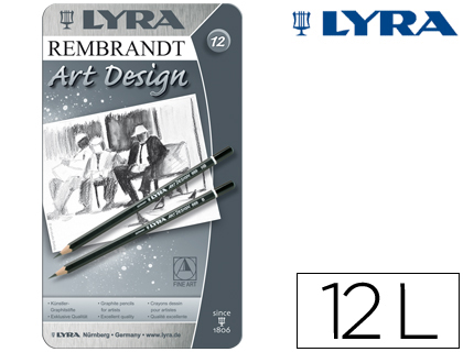[2052741] LYRA - LAPICES DE GRAFITO REMBRAND ART DESIGN CAJA DE 12 GRADUACIONES 6B-5B-4B-3B 2B-B-HB-F-H-2H-3H-4H (Ref.1111120)