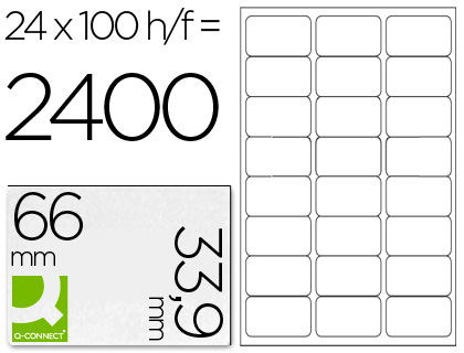 [2025204] Q-CONNECT - ETIQUETA ADHESIVA TAMAÑO 66X33,9 MM FOTOCOPIADORA LASER INK-JET CAJA CON 100 HOJAS DIN A4 (Ref.KF10639)