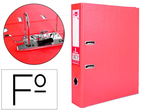 [2021149] LIDERPAPEL - ARCHIVADOR DE PALANCA FOLIO DOCUMENTA FORRADO PVC CON RADO LOMO 75MM ROJO COMPRESOR METALICO (Ref.AZ33)