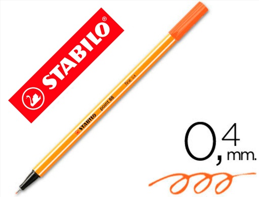 [9031590] STABILO - Rotulador Punta de Fibra Point 88 Naranja Trazo 0,4 mm (Ref.88/54)