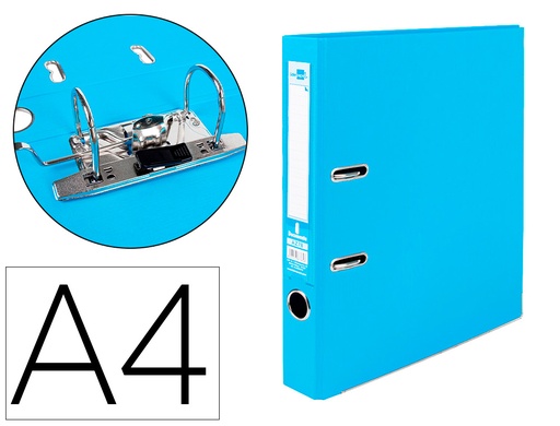 [2079695] LIDERPAPEL - ARCHIVADOR DE PALANCA A4 DOCUMENTA FORRADO PVC CON RADO LOMO 52 MM CELESTE COMPRESOR METALICO (Ref.AZ78)
