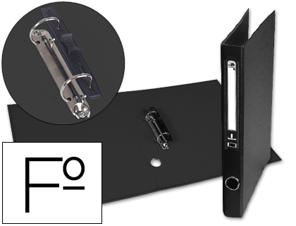 [2025072] LIDERPAPEL - CARPETA DE 2 ANILLAS 25MM MIXT AS FOLIO FORRADO PAPERCOAT CON OLLAO Y TARJETERO COMPRESOR PLASTICO NEGRO (Ref.AY14)