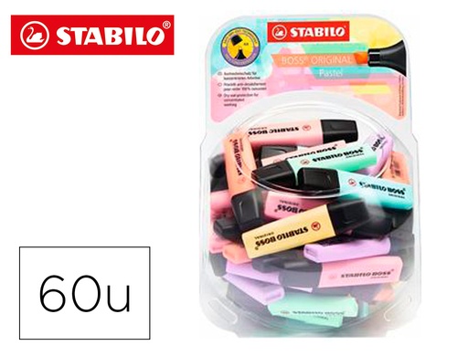 [9156910] STABILO - Rotulador boss fluorescente 70 pastel expositor bombonera de 60 unidades colores surtidos (Ref. 70/60-03)