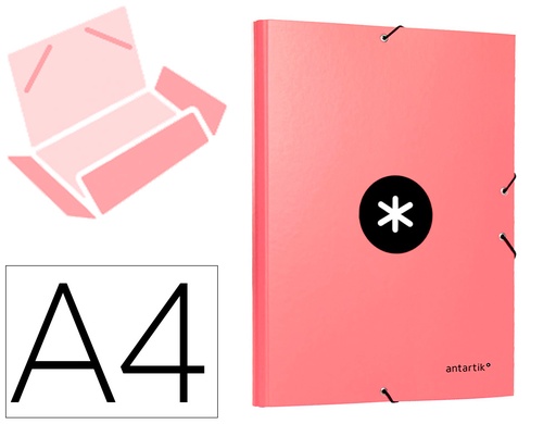 [2088859] ANTARTIK - Carpeta liderpapel gomas A4 3 solapas carton forrado color coral (Ref. AW65)