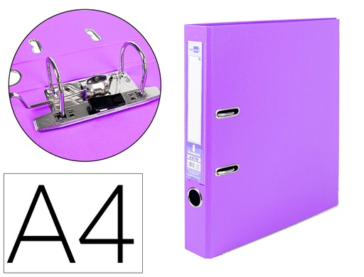 [2079696] LIDERPAPEL - ARCHIVADOR DE PALANCA A4 DOCUMENTA FORRADO PVC CON RADO LOMO 52 MM LILA COMPRESOR METALICO (Ref.AZ79)