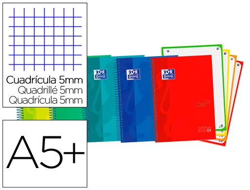 [9064889] OXFORD - Cuaderno EBOOK5 A5+ TAPA EXTRADURA 120 HOJAS 5X5 SOFT TOUCH SURTIDO (Ref.400075503)