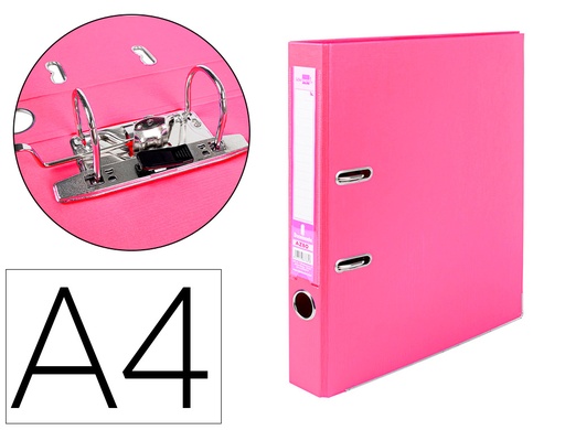 [2079697] LIDERPAPEL - ARCHIVADOR DE PALANCA A4 DOCUMENTA FORRADO PVC CON RADO LOMO 52 MM ROSA COMPRESOR METALICO (Ref.AZ80)